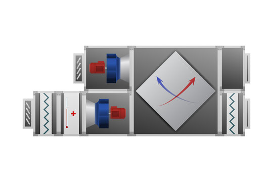 Ventilation system with recuperator vector illustration. The device for comfort.