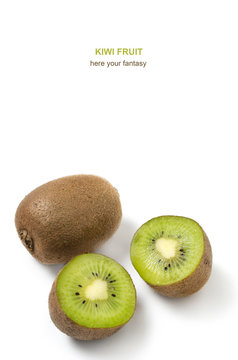 Bright, ripe kiwi on white background.Vitamins in fruits.