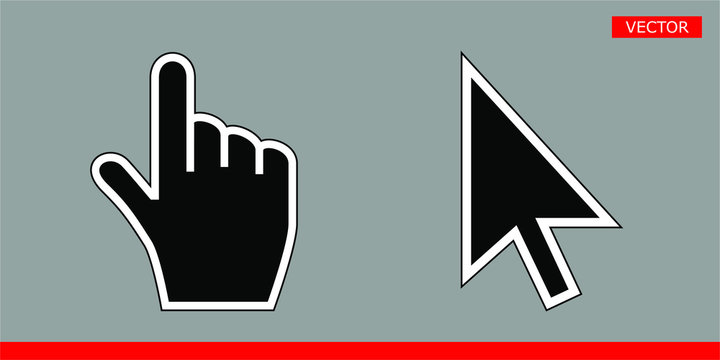 Black arrow cursor and hand cursor icons vector illustration signs