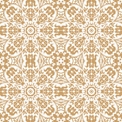 Seamless floral pattern motif coloring a mandala drawn with a pen. gold, yellow and white. Ethnic, fabric, motifs. Vector, abstract mandala flower. Decorative elements for design. EPS 10.