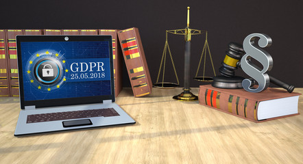 GDPR Notebook Judges Gavel Paragraph Book Scale