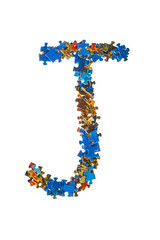 Letter J made of puzzle pieces