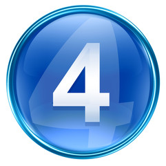 number fourth icon blue, isolated on white background.