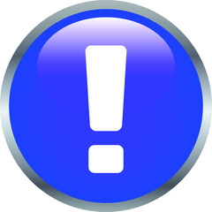Purple Shiny round button with Exclamation Mark
