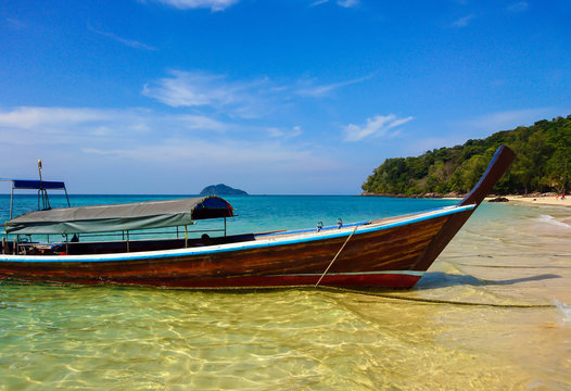 Boat at Koh Bulone island beach, Satun, Thailand
