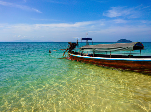 Boat at Koh Bulone island beach, Satun, Thailand