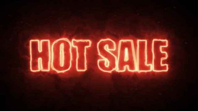Hot sale burning text in hot fire on black background in 4k ultra hd