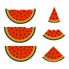 Set of watermelon slices. Vector.