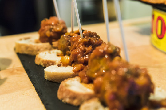 Spanish tapas called pintxos of the Basque country