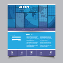 Global Business, Technology - Website Template Design with World Map