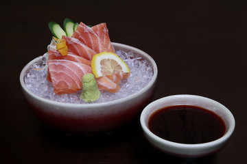 Salmon sashimi with wasabi,Japanese food