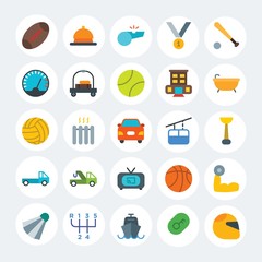 Modern Simple Set of transports, hotel, sports Vector flat Icons. Contains such Icons as  competition, change, motor,  car, key and more on white cricle background. Fully Editable. Pixel Perfect.