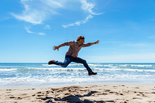 Young man jumping