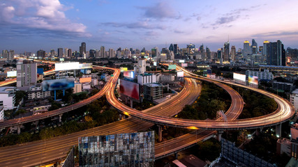Obraz premium Night of the Metropolitan Bangkok City downtown cityscape urban skyline Thailand in December 2017 - Cityscape Bangkok city Thailand