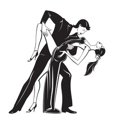 Couple dancers in romantic move - vector illustration