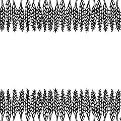 Ripe Wheat Spikelets Endless Brush. Border Ribbon of Malt with Space for Text. Farm Harvest Template. Realistic Hand Drawn Illustration. Savoyar Doodle Style.