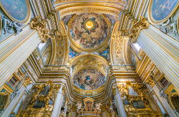Fototapeta na wymiar The dome of the Church of Santa Maria in Vallicella (or Chiesa Nuova), in Rome, Italy.
