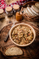 Bigos - stewed cabbage with meat,dried mushrooms and smoked sausage.