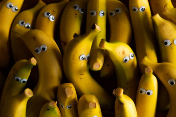 funny pack of bananas with eyes