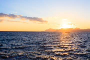 Sunset from the port of Cannes, France