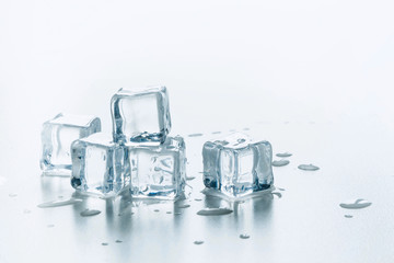 Freshness ice cubes isolated on white. Close up.