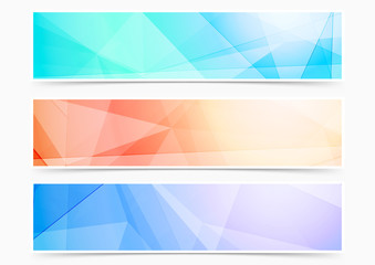 Bright triangular crystal pattern web header footer collection