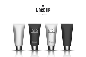 Realistic white cosmetic cream container and tube for cream, ointment, toothpaste, lotion Mock up bottle. Gel, powder, balsam, with design label. Soap pump. Containers for bulk mixtures.