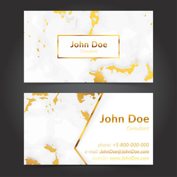 Golden marble pattern business cards design template