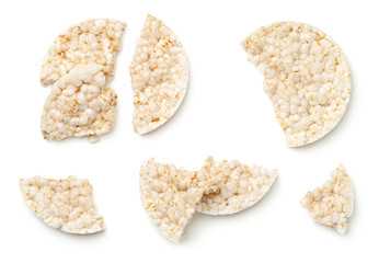 Puffed Rice Bread Isolated on White Background