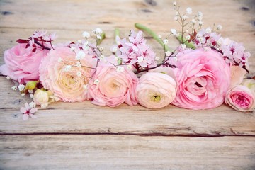 Grußkarte - Frühling Blumen - Blumenstrauß rosa