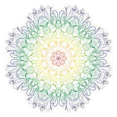 Beautiful rainbow mandala, lace. Mandala vector background white. Ethnic round ornament. EPS 10.
