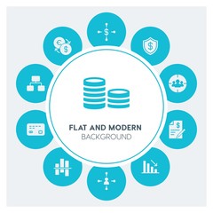 business, money, charts Infographic Circle fill Icons Set. Contains such Icons as  business,  website,  elements,  background,  pattern,  illustration,  banner and more. Fully Editable. Pixel Perfect