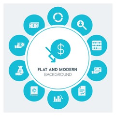 business, money, charts Infographic Circle fill Icons Set. Contains such Icons as  business,  website,  elements,  background,  pattern,  illustration,  banner and more. Fully Editable. Pixel Perfect