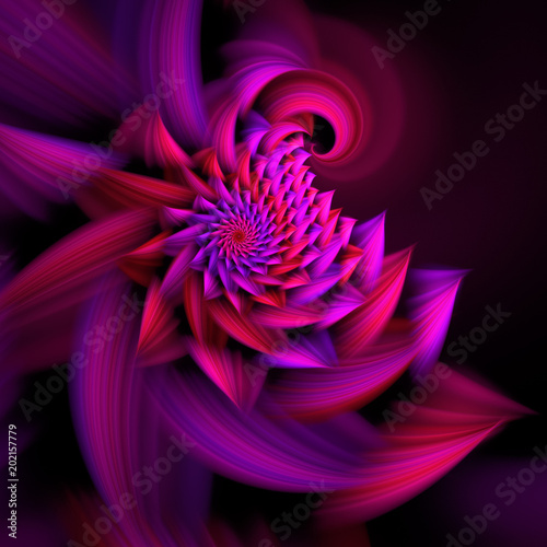 Abstract Exotic Flower With Pink And Violet Petals Fantasy
