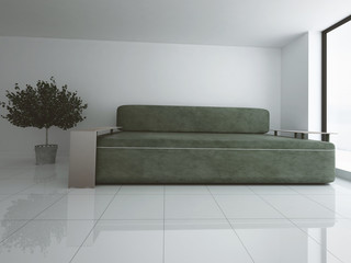 sofa in the room, 3d