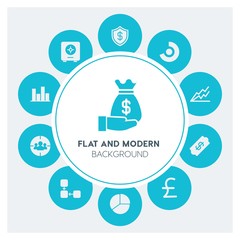 business, money, charts Infographic Circle fill Icons Set. Contains such Icons as  business,  website,  elements,  background,  pattern,  illustration,  banner and more. Fully Editable. Pixel Perfect