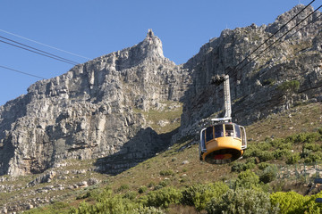 funicular in south africa cape town with view to  table mountain
