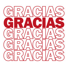Gracias. Thank you in Spanish. vector illustration. Motivating modern prints and posters, greeting cards - red and white colors
