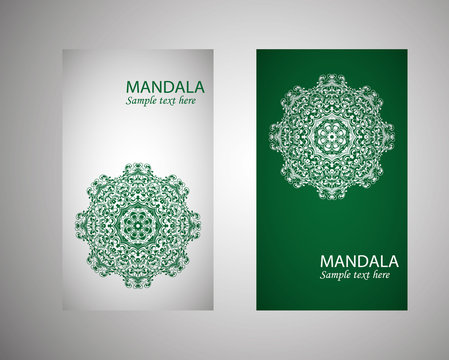 Set of flyer, leaflets, brochures, templates design. Vintage card with patterns and designs of the mandala. Floral ornaments in Eastern style. Islam, Arabic, Indian, Ottoman motifs.