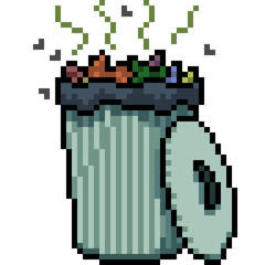 vector pixel art trash can