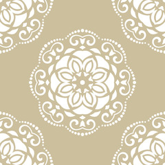 Fototapeta na wymiar Floral white ornament. Seamless abstract classic background with flowers. Pattern with repeating elements
