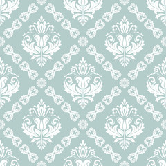 Fototapeta na wymiar Classic seamless pattern. Traditional orient ornament. Classic vintage blue and white background