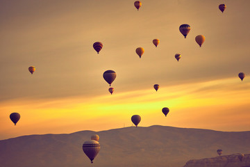 Colorful hot air balloon at the festival