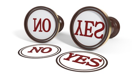 Yes and no votes stamp on white background, 3d rendering