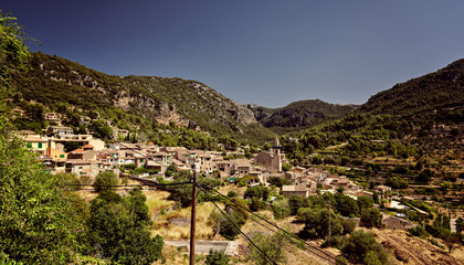 Fototapeta na wymiar Panorama of city of Valldemossa on Mallorca island, Spain at mid-day