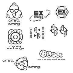 

an illustration consisting of several icons of the exchange points in the form of a symbol or logo

