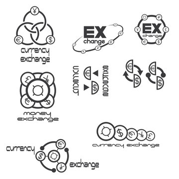 

an illustration consisting of several icons of the exchange points in the form of a symbol or logo

