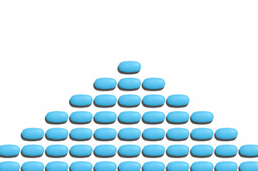 Medicine. Medical pills on white background. Group of objects. Creative style.