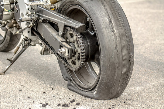 Motorcycle wheel after drifting