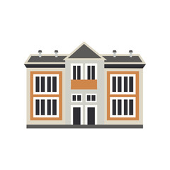 Private house cottage exterior icon. City modern architecture, dormitory area object. Dwelling house, residental building. Cityscape design element. Vector flat illustration